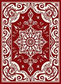 Crimson Cream Mandala Floral Medallion Rug