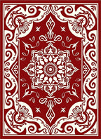 Crimson Cream Mandala Floral Medallion Rug
