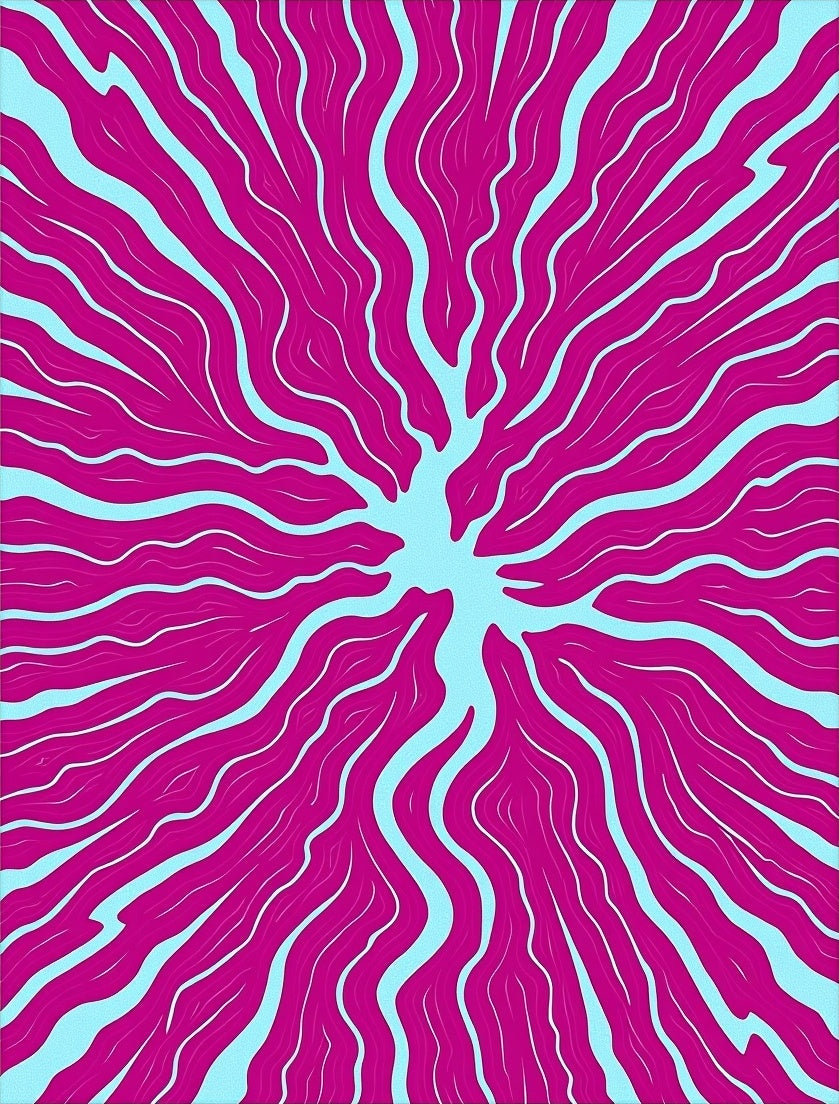 Vibrant Pink Wavy Tendril Burst Rug