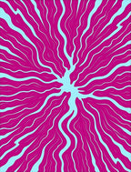 Vibrant Pink Wavy Tendril Burst Rug