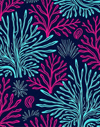 Deep Blue Coral Burst Illustration Rug