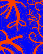 Vibrant Blue Orange Abstract Swirl Rug