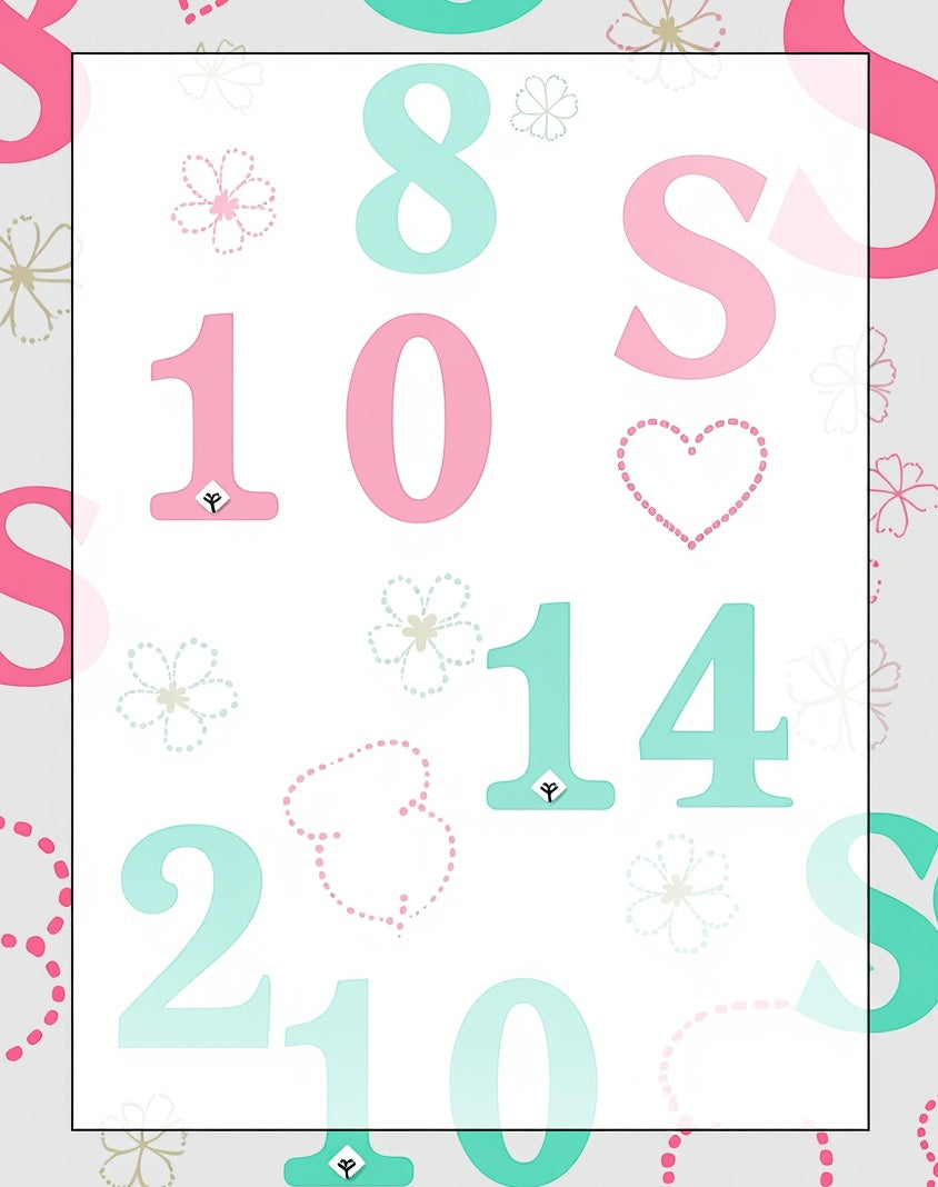 Pastel Numbers and Floral Accents Rug