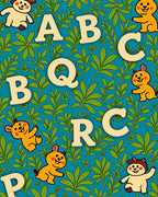 Whimsical Cartoon Bears Alphabet Garden Rug