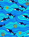 Orcas Swirling Ocean Waves Rug