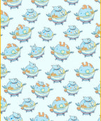 Chubby Blue Character Repeating Pattern Rug
