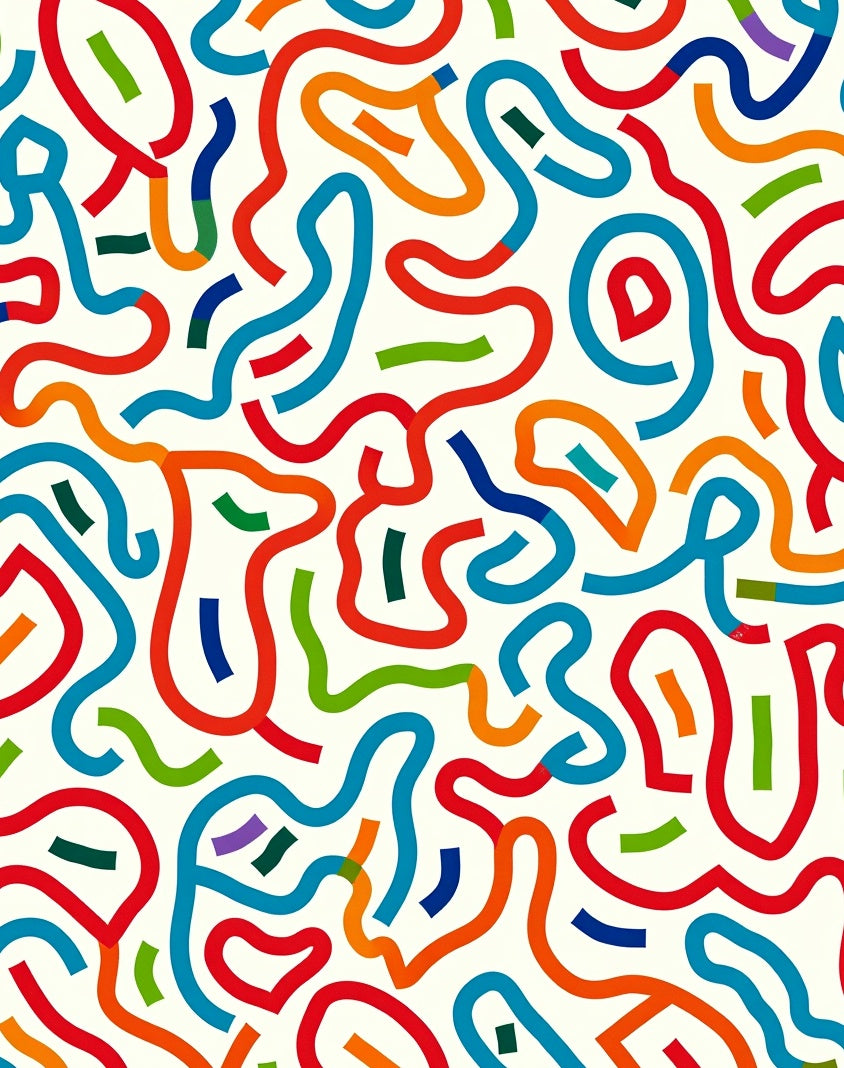 Playful Swirls Colorful Abstract Waves Rug