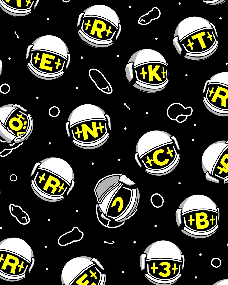 Black White Yellow Astronaut Helmet Collage Rug