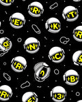 Black White Yellow Astronaut Helmet Collage Rug