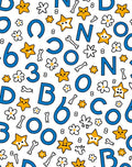 Cute Blue Alphabet Star Flowers Rug