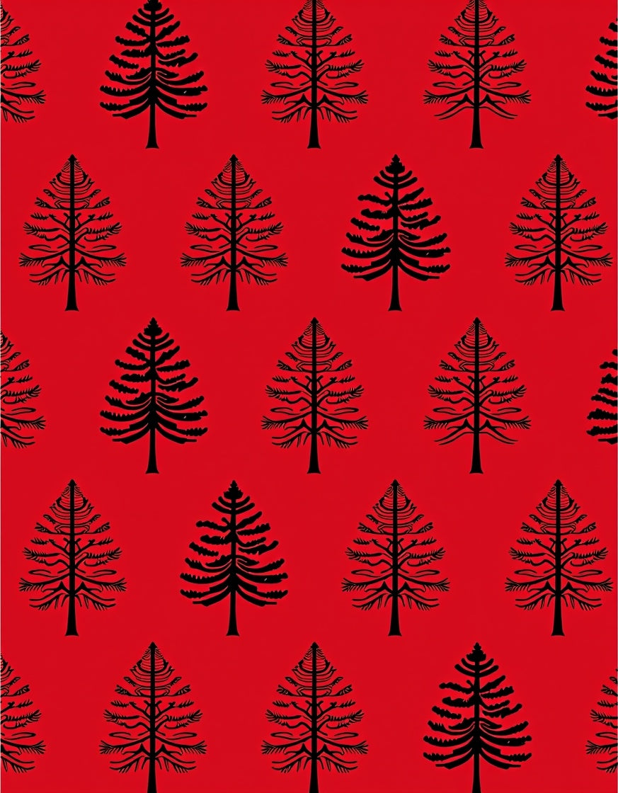 Bold Red Evergreen Forest Repeat Rug
