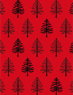 Bold Red Evergreen Forest Repeat Rug