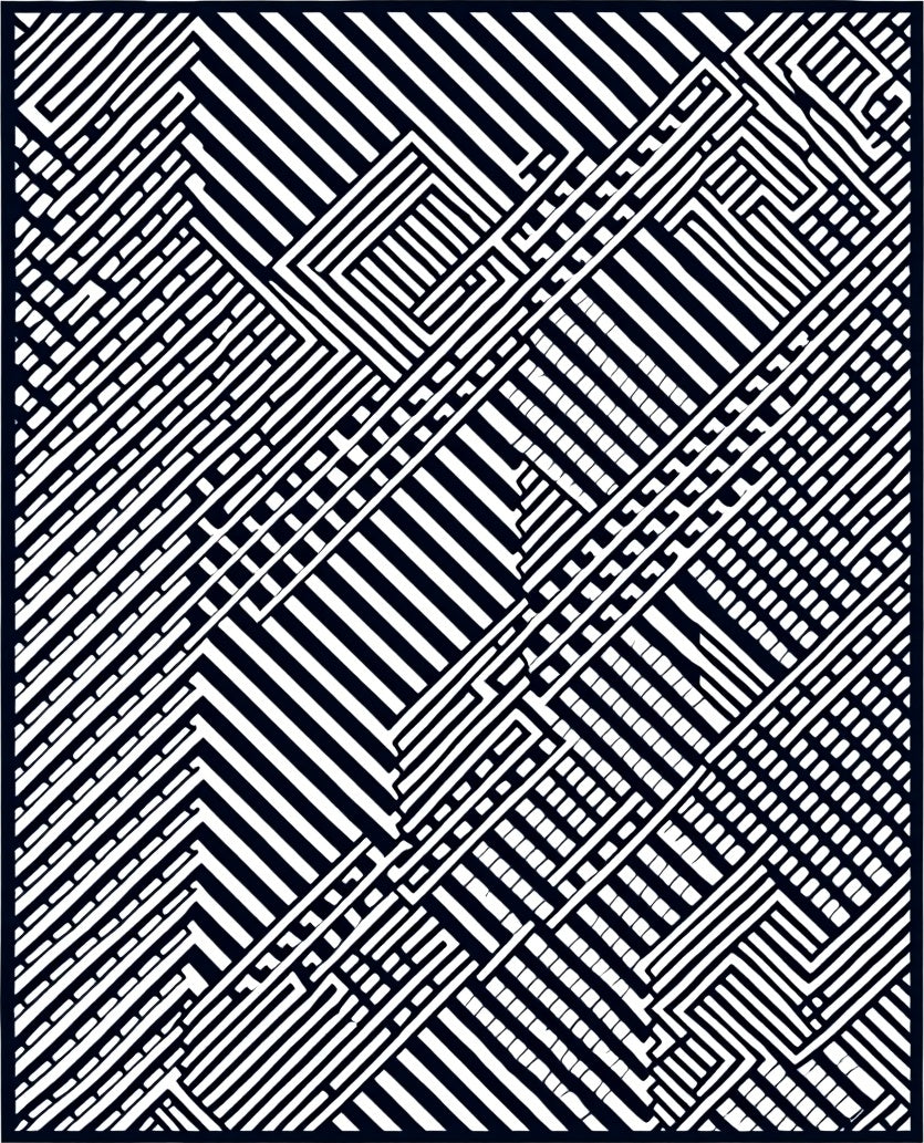 Onyx White Interlocking Lines Rug
