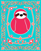 Coral Sloth Tropical Medallion Rug
