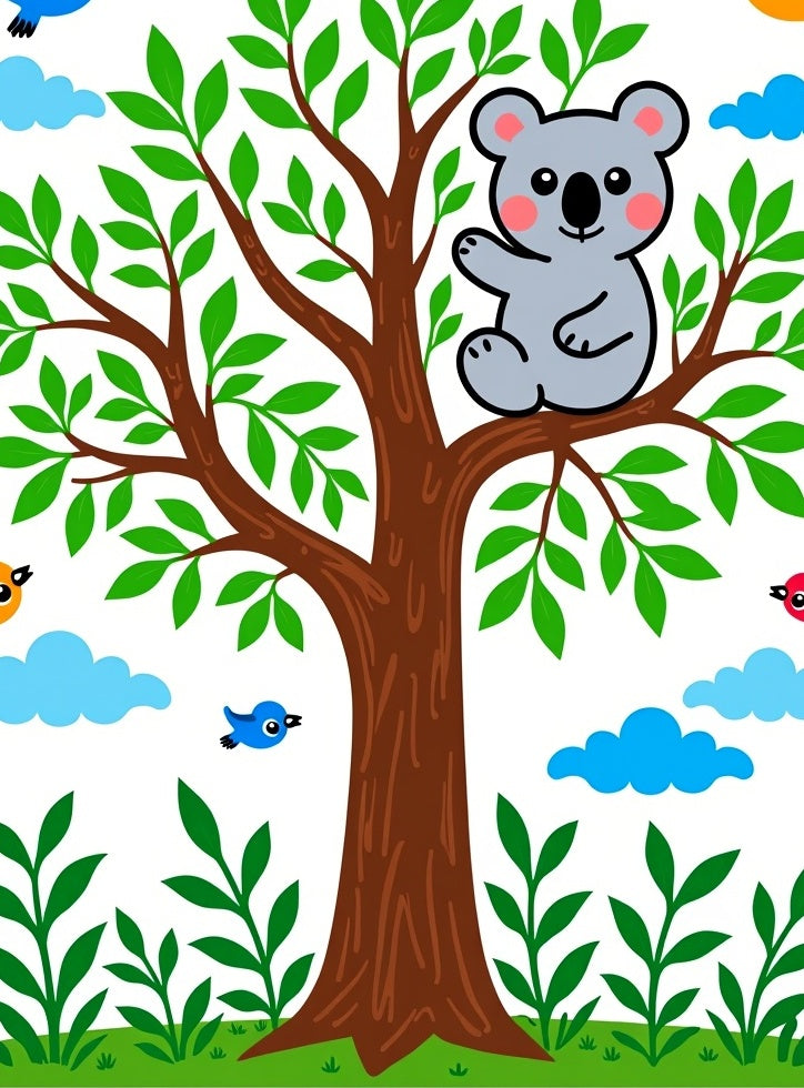 Whimsical Koala Tree Woodland Companions Rug