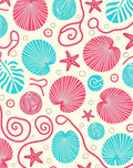 Coral Turquoise Seashell Starfish Swirls Rug