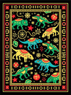 Charming Dinosaur Snowflake Christmas Rug