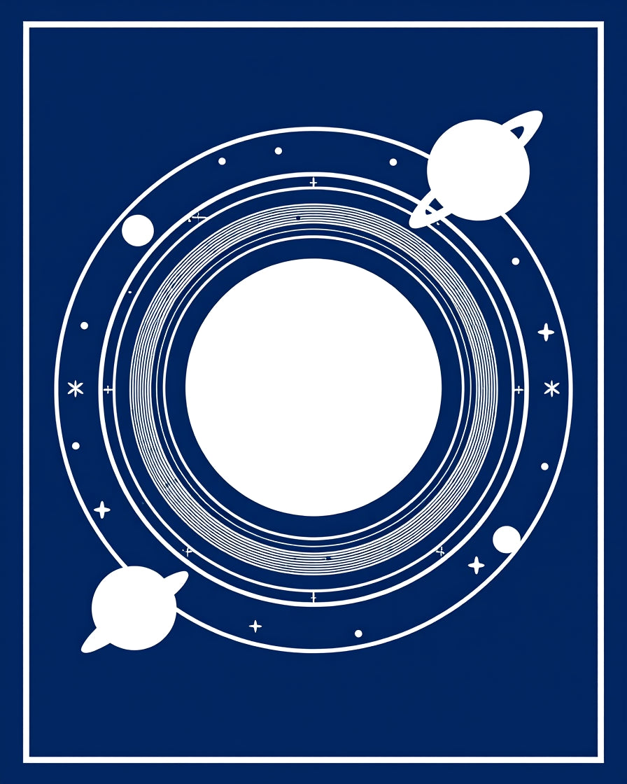 Navy Cosmic Rings Celestial Planets Rug