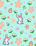 Whimsical Pink Easter Bunny Floral Rug