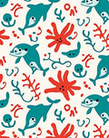 Cute Teal Dolphin Coral Sea Life Rug