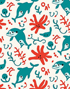 Cute Teal Dolphin Coral Sea Life Rug