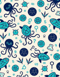 Oceanic Creatures Navy Teal Playful Cartoon Rug