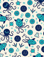 Oceanic Creatures Navy Teal Playful Cartoon Rug