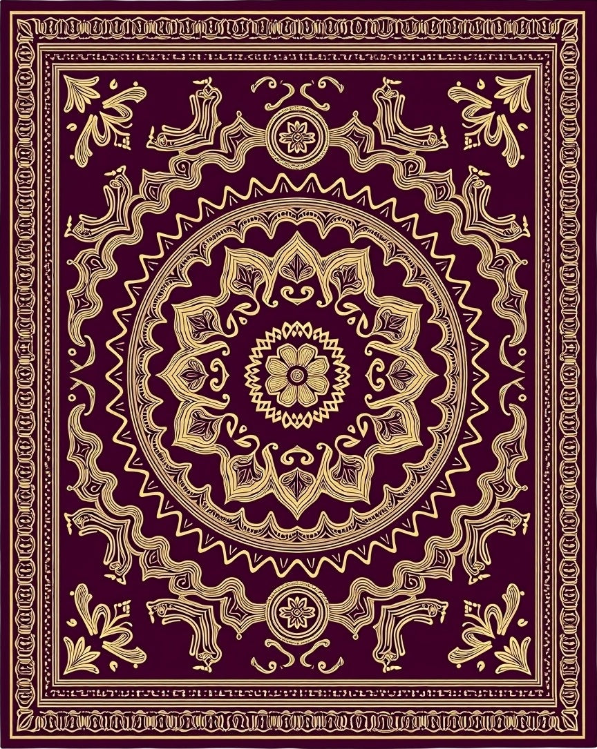 Regal Gold Mandala Plum Rug