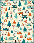 Whimsical Camper Trees Compass Cream Rug