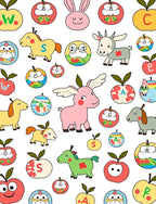 Whimsical Alphabet Animals Apple Medley Rug