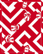 Bold Red Abstract Face and Chevron Rug