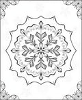 Black White Snowflake Mandala Corner Accents Rug