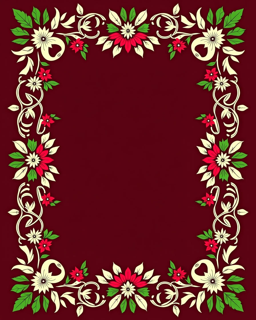 Crimson Floral Vine Swirl Rug