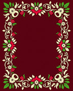Crimson Floral Vine Swirl Rug