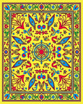 Vivid Yellow Red Blue Floral Medallion Rug