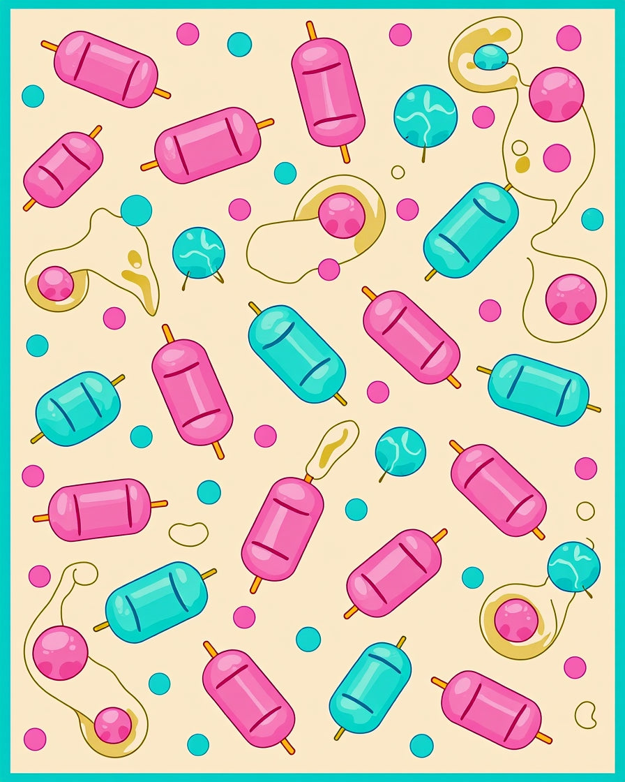 Pink Teal Candy Clusters Rug