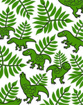 Green Dinosaurs With Fern Leaves Rug