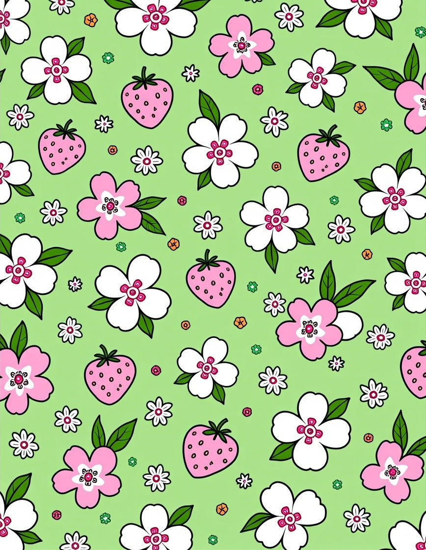 Sweet Strawberry Blossom Pastel Rug