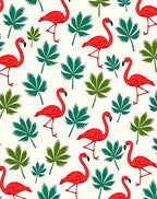 Vivid Red Flamingos With Green Leaves Rug