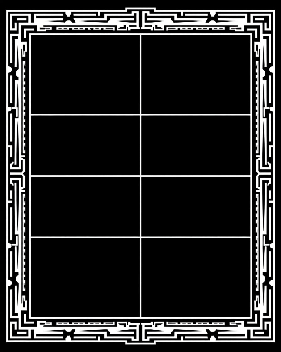 Monochromatic Maze Border Grid Rug