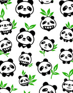 Cute Panda Bear Illustrations Black White Rug