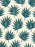 Teal Palm Frond Cream Background Rug