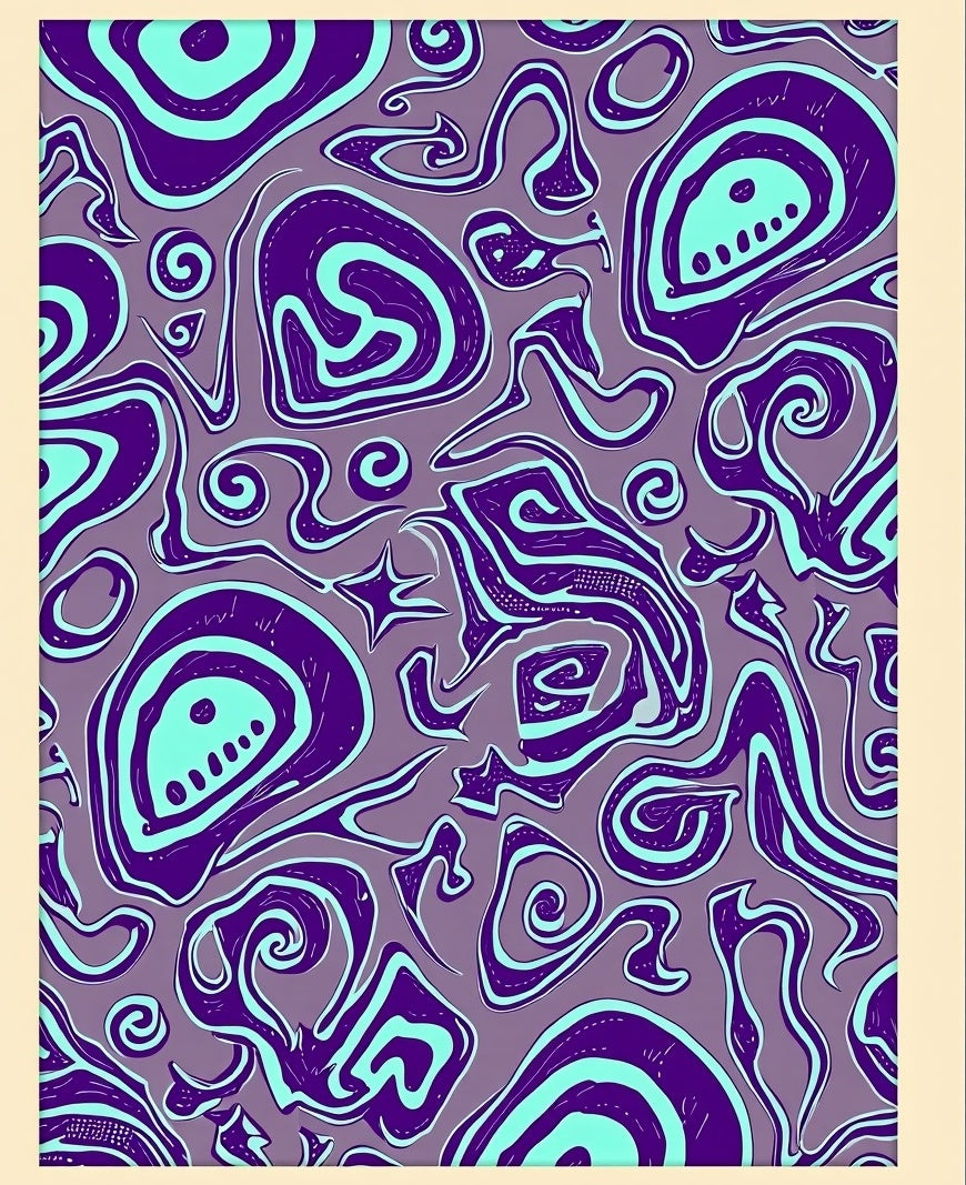 Purple Aqua Organic Swirls Rug