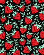 Red Strawberry Black Branches Rug