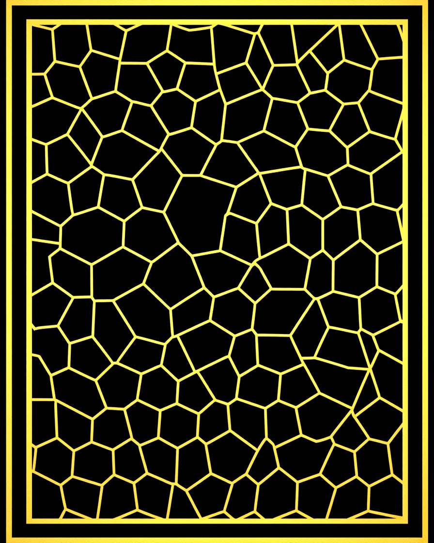 Golden Black Irregular Geometric Border Rug
