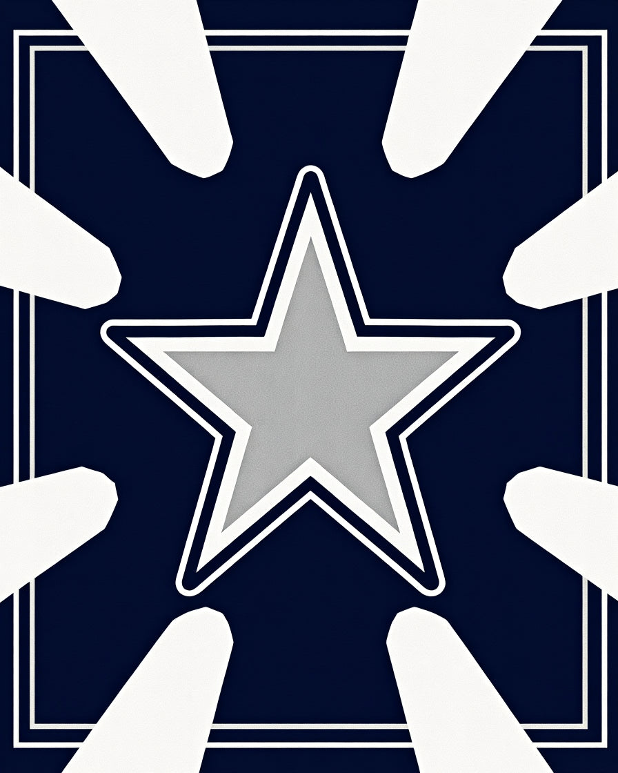 Navy Gray Starburst Frame Rug
