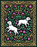 White Dogs In Floral Garden Rug