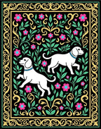 White Dogs In Floral Garden Rug