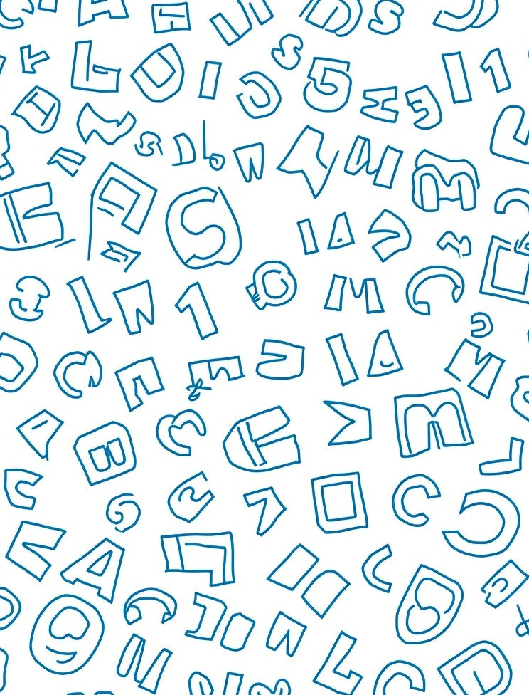 Random Blue Alphabet Scattered Cover Rug