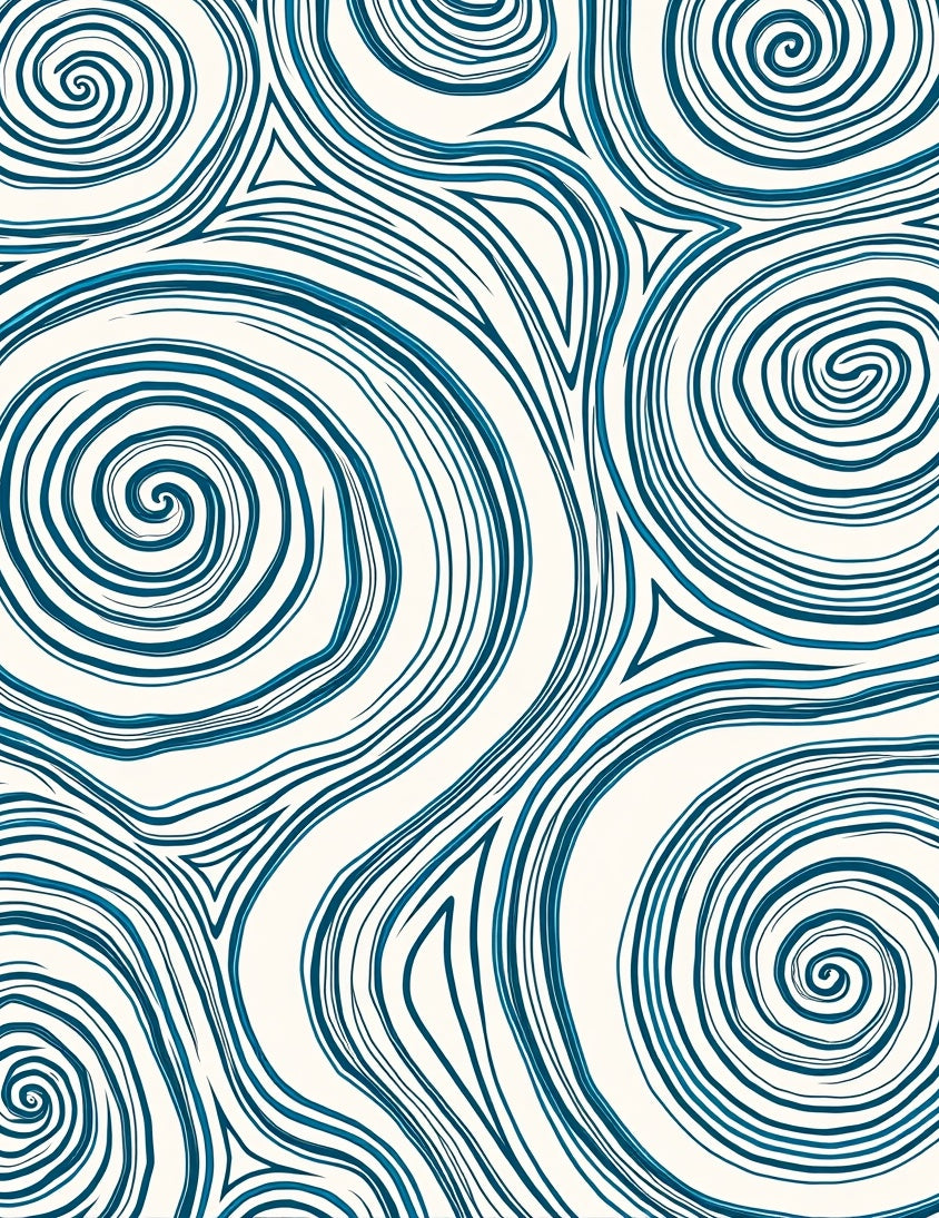 Deep Teal Swirl Fluid Contour Rug